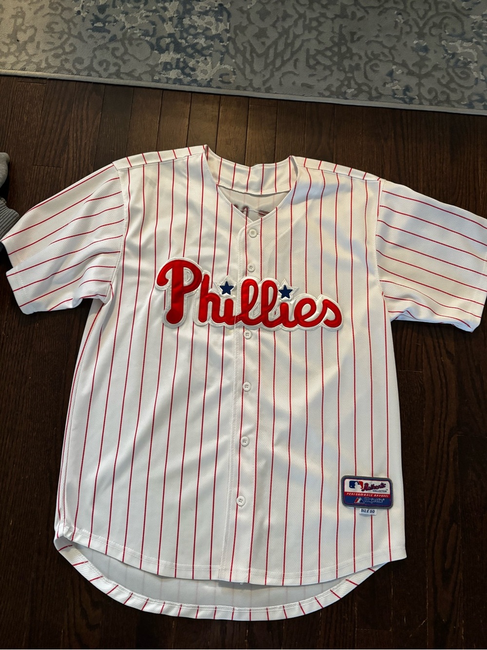 Philadelphia Phillies White & Red Pinstripe Baseball Jersey